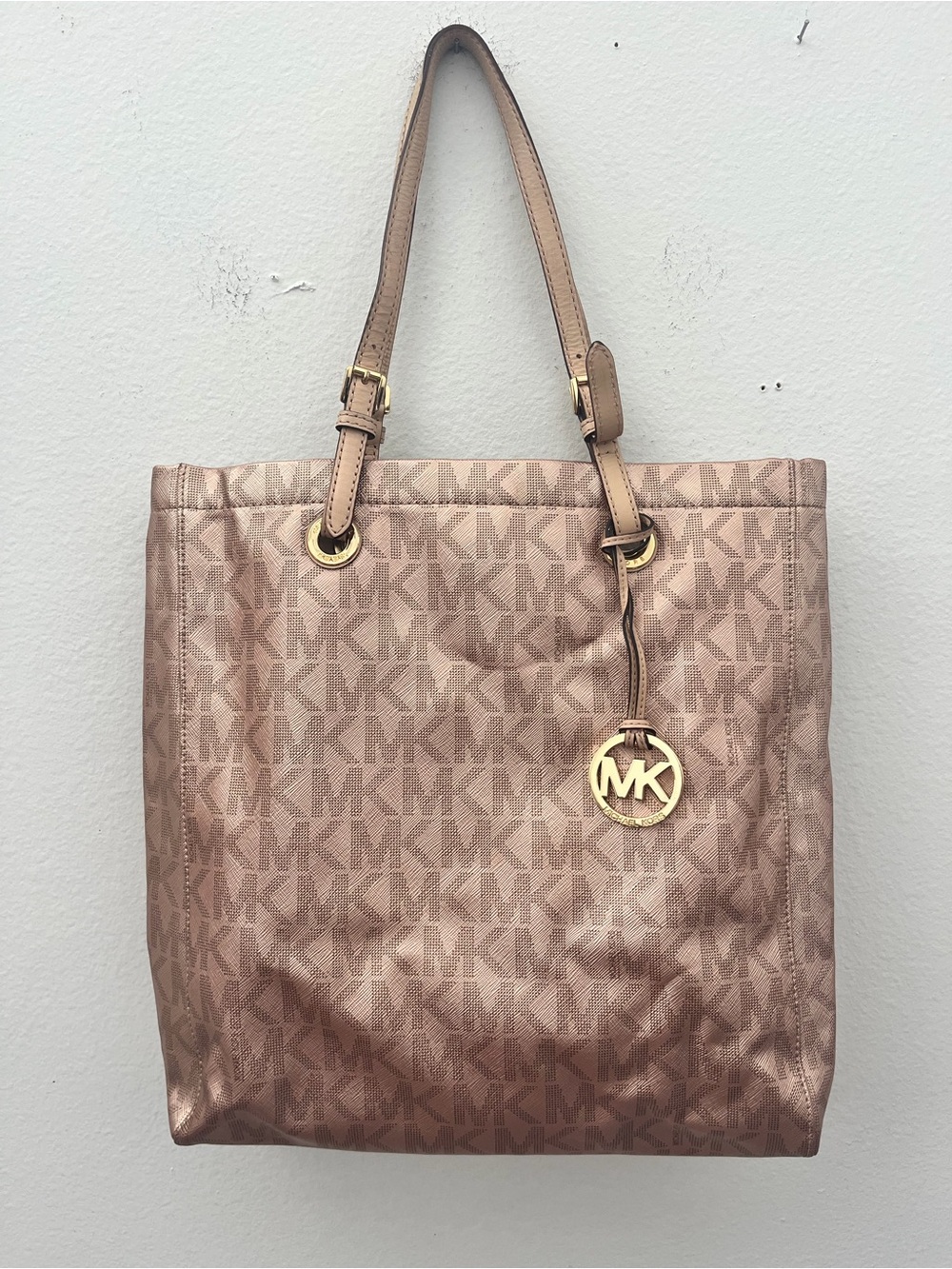 Michael Kors Metallic Blush MK Logo Tote